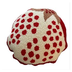Hooked Decorative Throw Pillow! Pomegranate Shaped! holiday, Christmas! 16”x16”